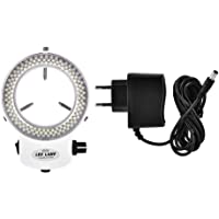 Akozon Microscopio de luz LED- Cámara de Microscopio 144 LEDs 4.5W Lámpara de Anillo Brillo Ajustable 64mm Accesorios…